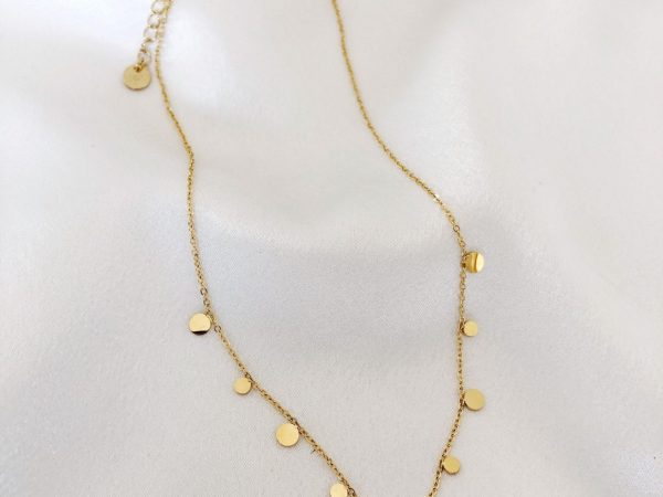 Colar em Aço Dourado com Chapinhas Circulares