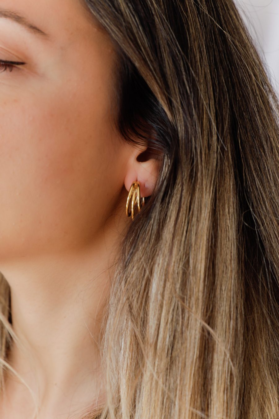 Argolas Mayara Triplas em Prata com Banho de Ouro 24K