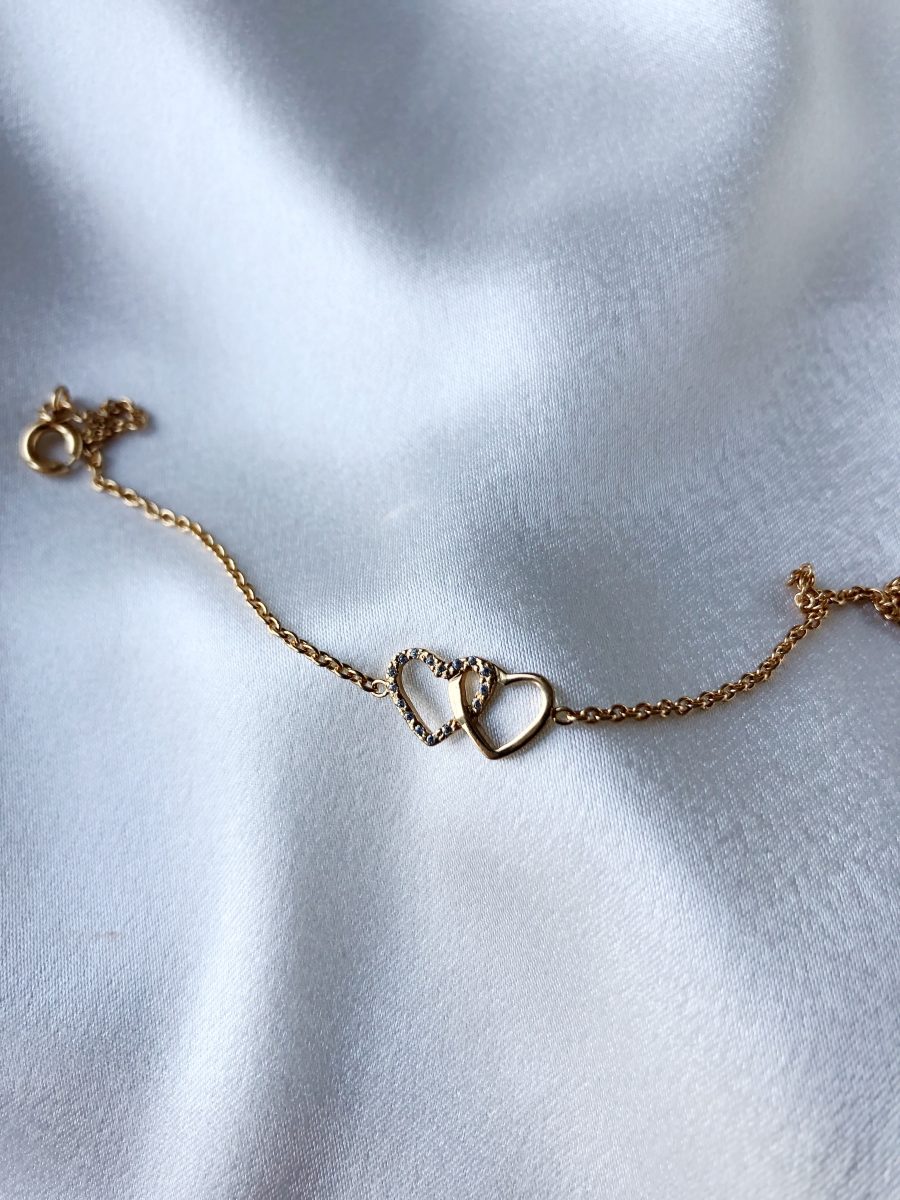 Pulseira Hadir com Coração em Prata com Banho de Ouro 24K e Zircónias