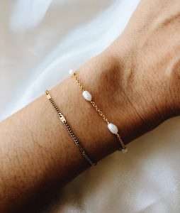 Pulseira Meissa em Prata com Banho de Ouro 24K com Pérolas