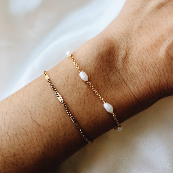 Pulseira Meissa em Prata com Banho de Ouro 24K com Pérolas