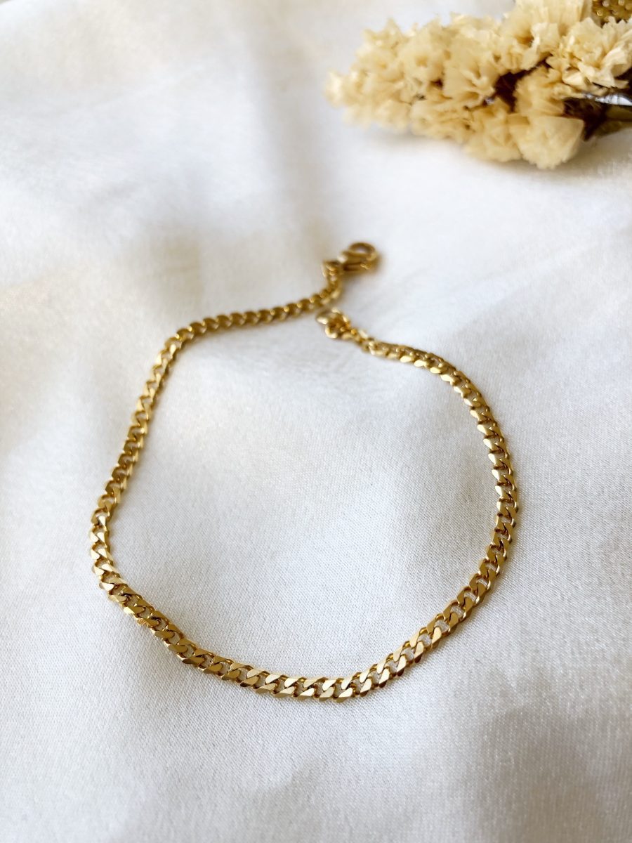 Pulseira em Aço Dourada Malha Fininha