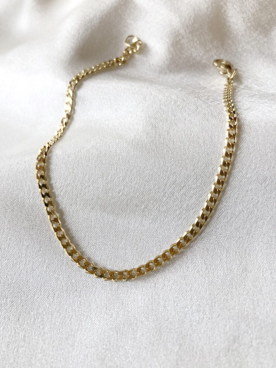 Pulseira em Aço Dourada Malha Fininha