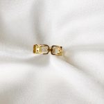 Anel em Aço Dourado com Malha Grande