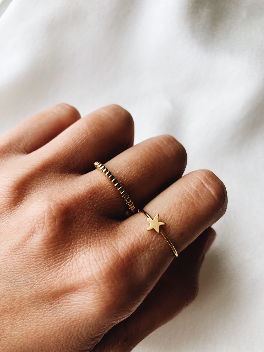 Anel em Aço Dourado com Estrela