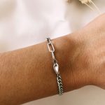 Pulseira com Malha Pequena e Rectangular em Prata