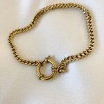 Pulseira sem Aço Douradas com Malha Quadrada e Fecho Circular