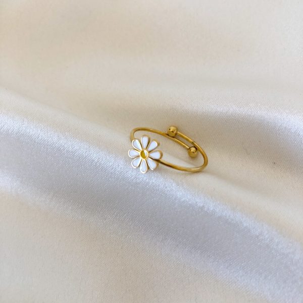 Anel em Aço Dourado Margarida