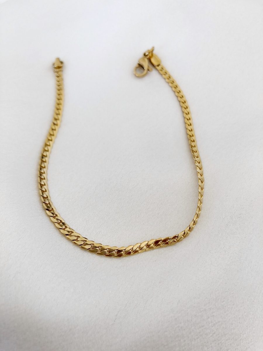 Pulseira em Aço Dourada para o Pé com Malha Justa