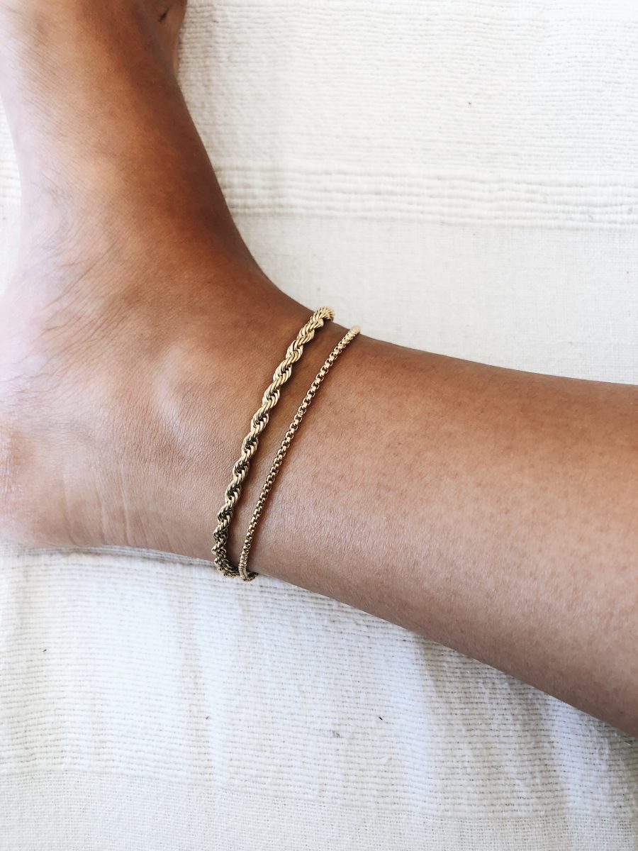 Pulseira para o Pé em Aço Dourada Entrelaçada