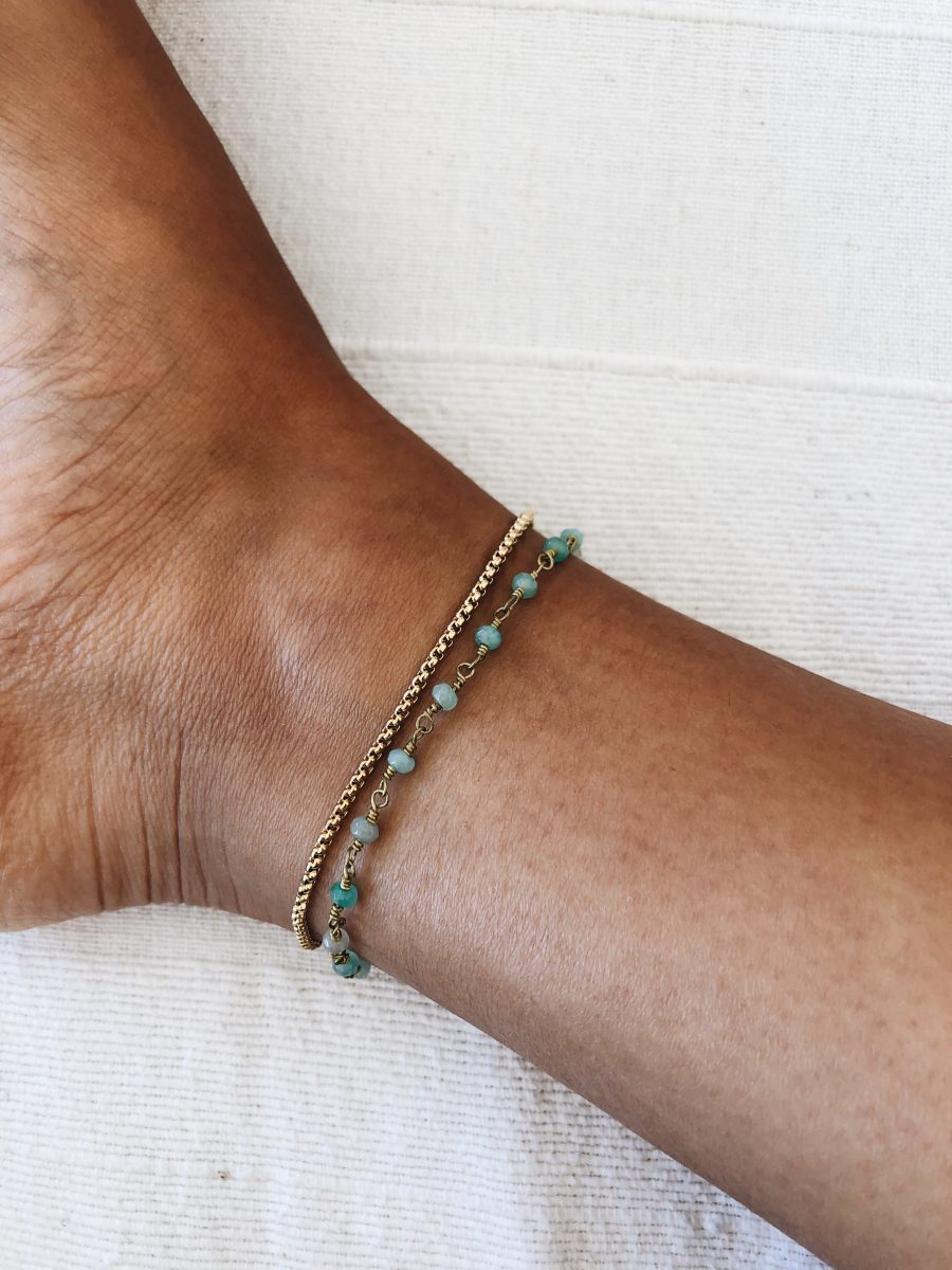 Pulseira para o Pé ou Pulso com Pedrinhas Verdes
