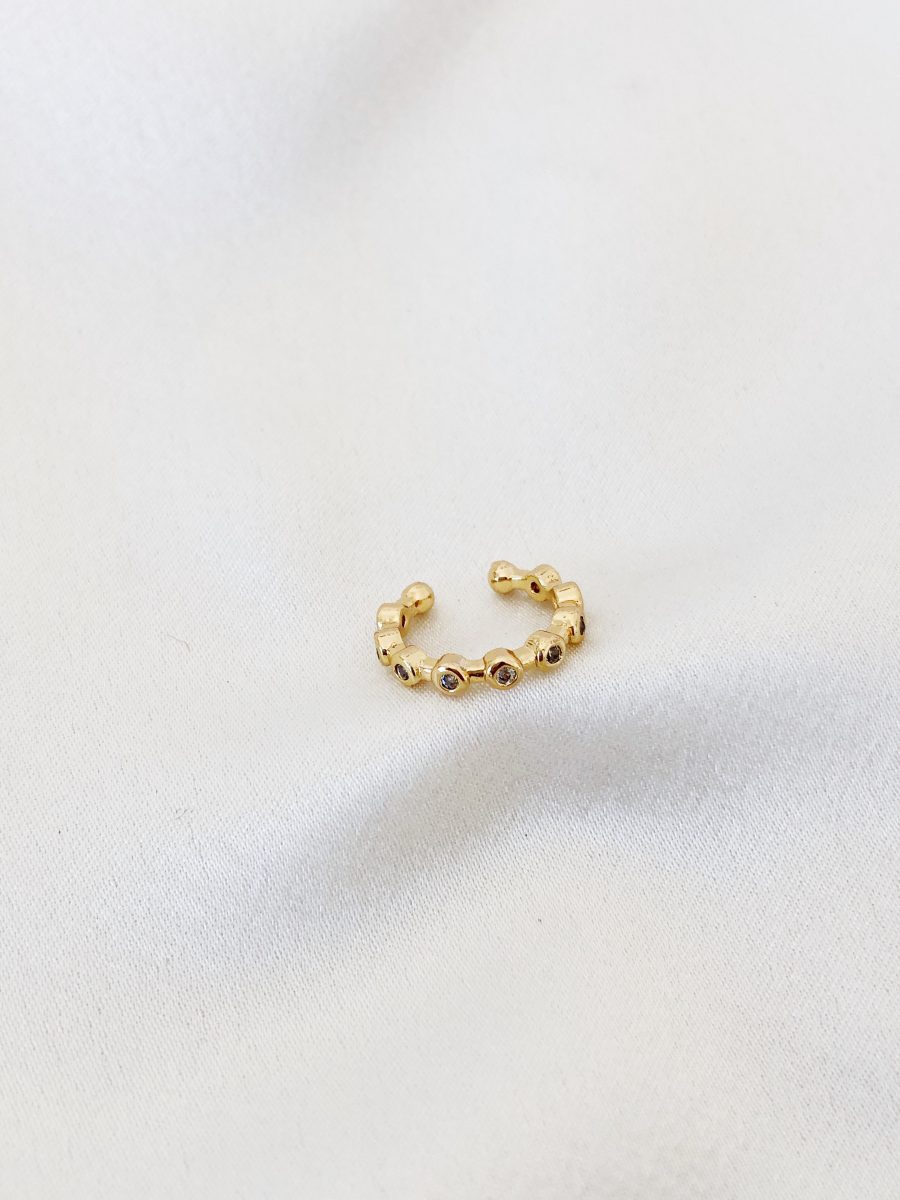 Earcuff com Bolinhas e Zircónias Brancas