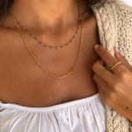 Colar Duplo com Malha Rectangular e Bolinhas Azuis