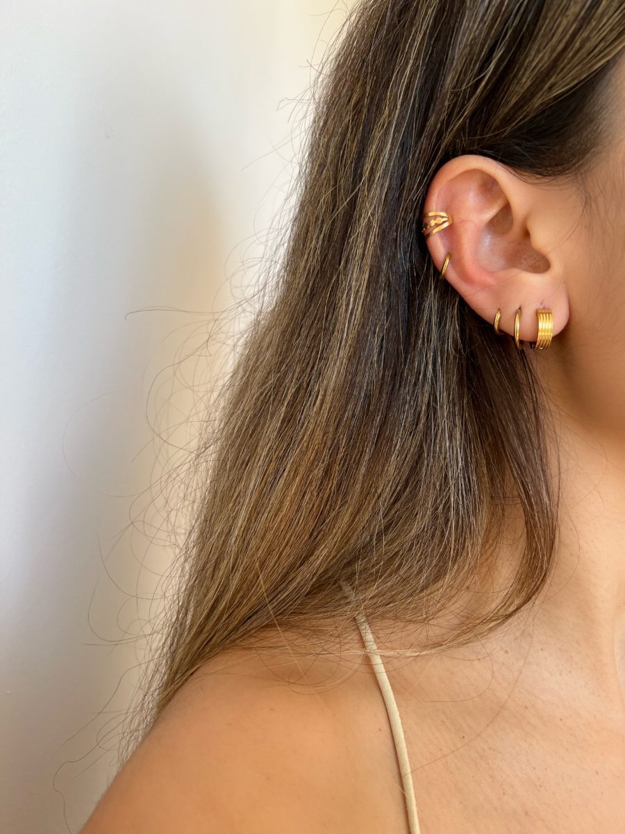 Ear Cuff Dourado e Prateado em Aço