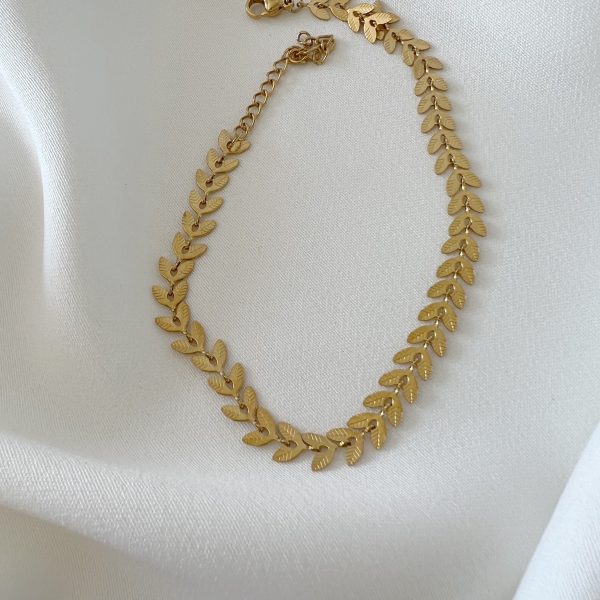 Pulseira para o Pé/Pulso em Aço Dourada Escama | Pulseira em Aço Preta