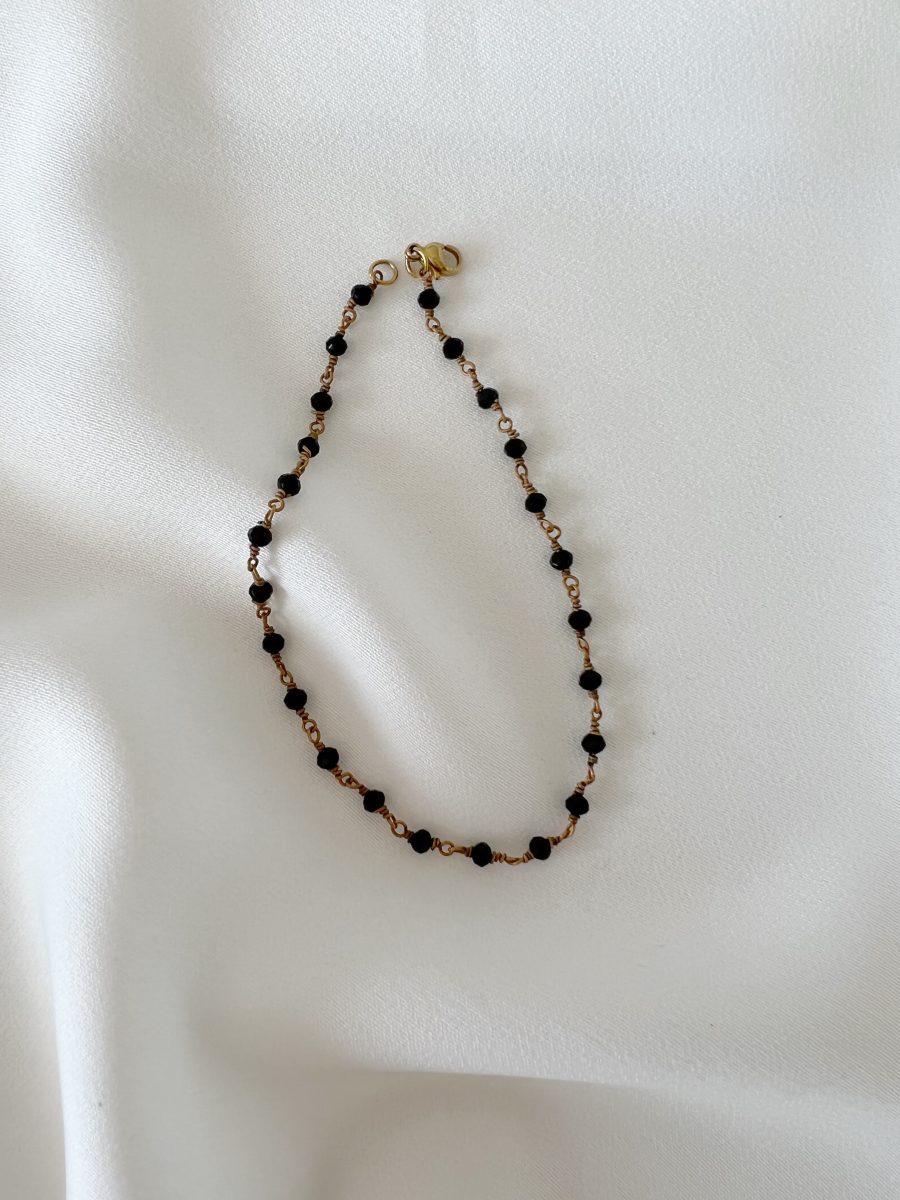 Pulseira para o Pé/Pulso em Aço Dourada Escama | Pulseira em Aço Preta