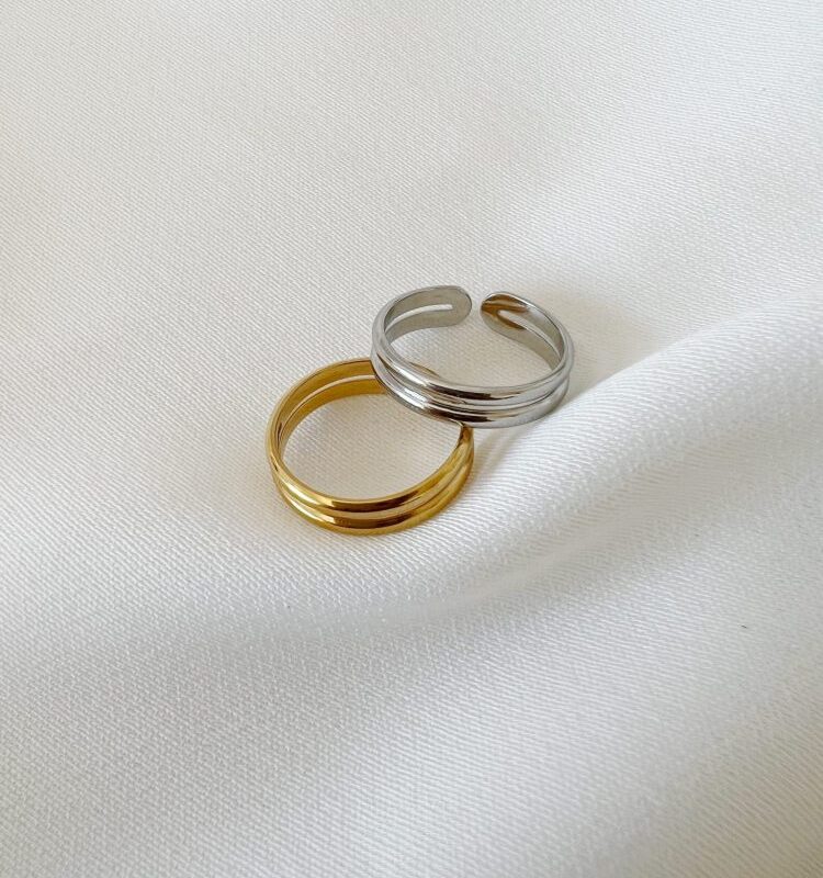 Anel em Aço Duplo Dourado ou Prateado para o Mindinho