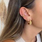 Ear cuff em Aço Triplo Ondulado Dourado ou Prateado