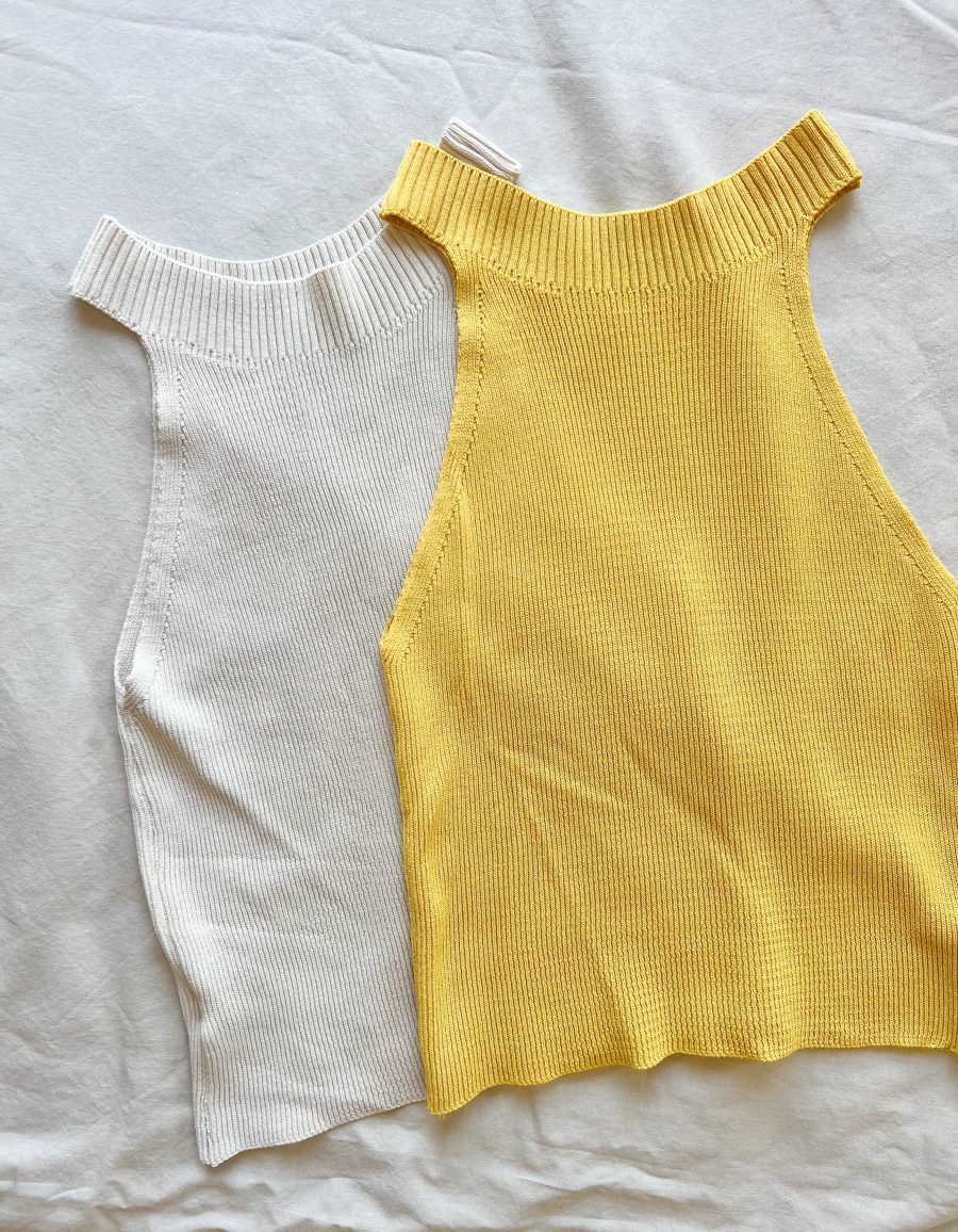 Blusas de Malha Creme e Mostarda