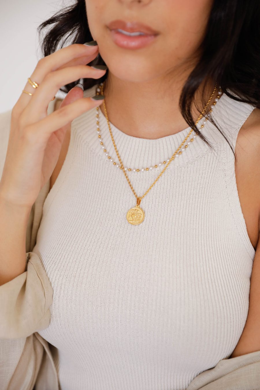 Blusas de Malha Creme e Mostarda