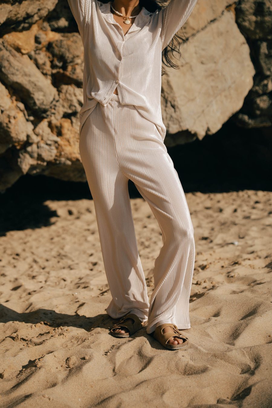 Conjunto Plissado Creme