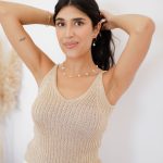 Top de Malha Creme Brilhante