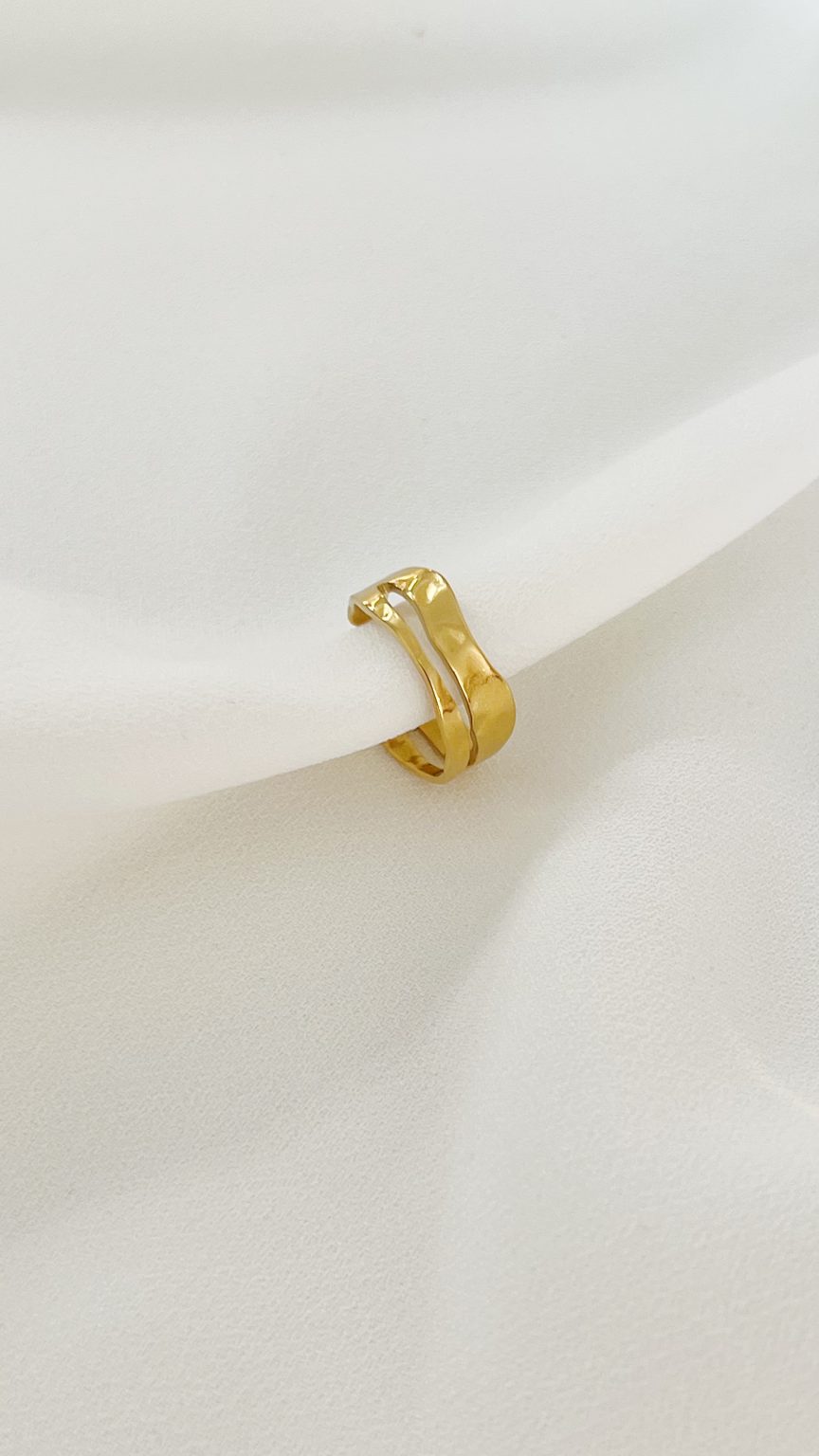 Anel em Aço Dourado ou Prateado Duplo Irregular - Image 3