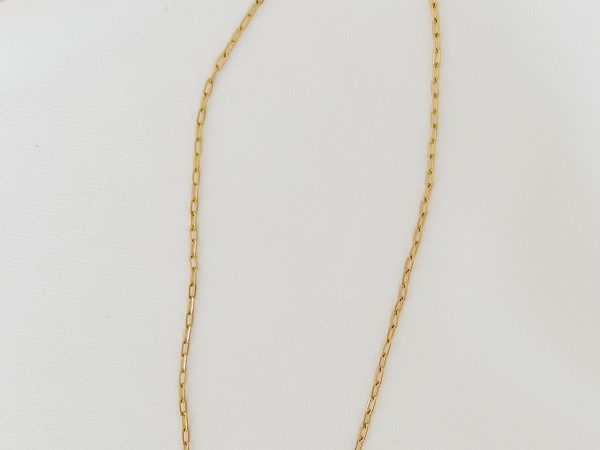 Colar em Aço Dourado Curto com Malha Rectangular Pequenina