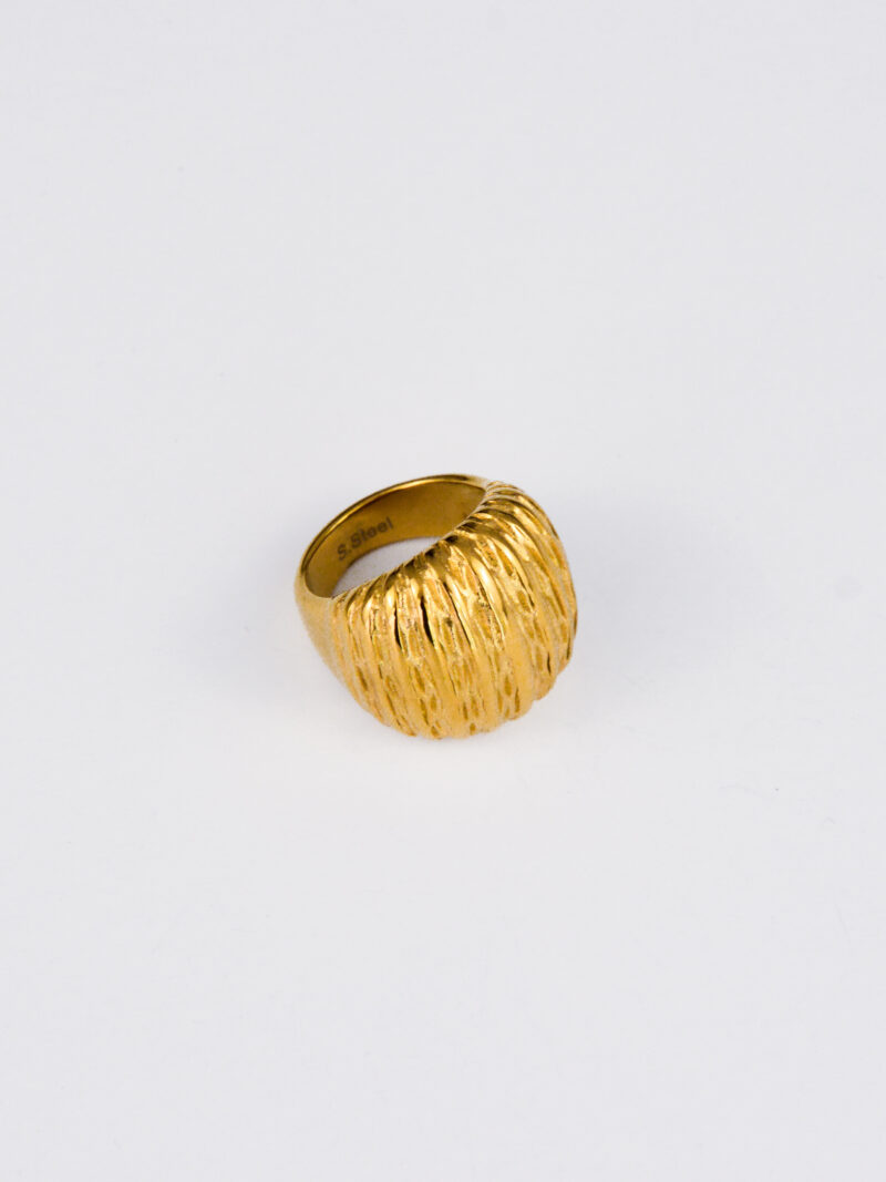 Anel em Aço Dourado Robusto